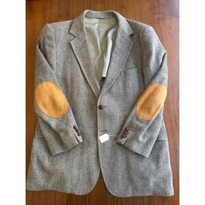 Vintage The Gentry Shops Herringbone Tweed Sport Coat with Elbow Patches - 44R